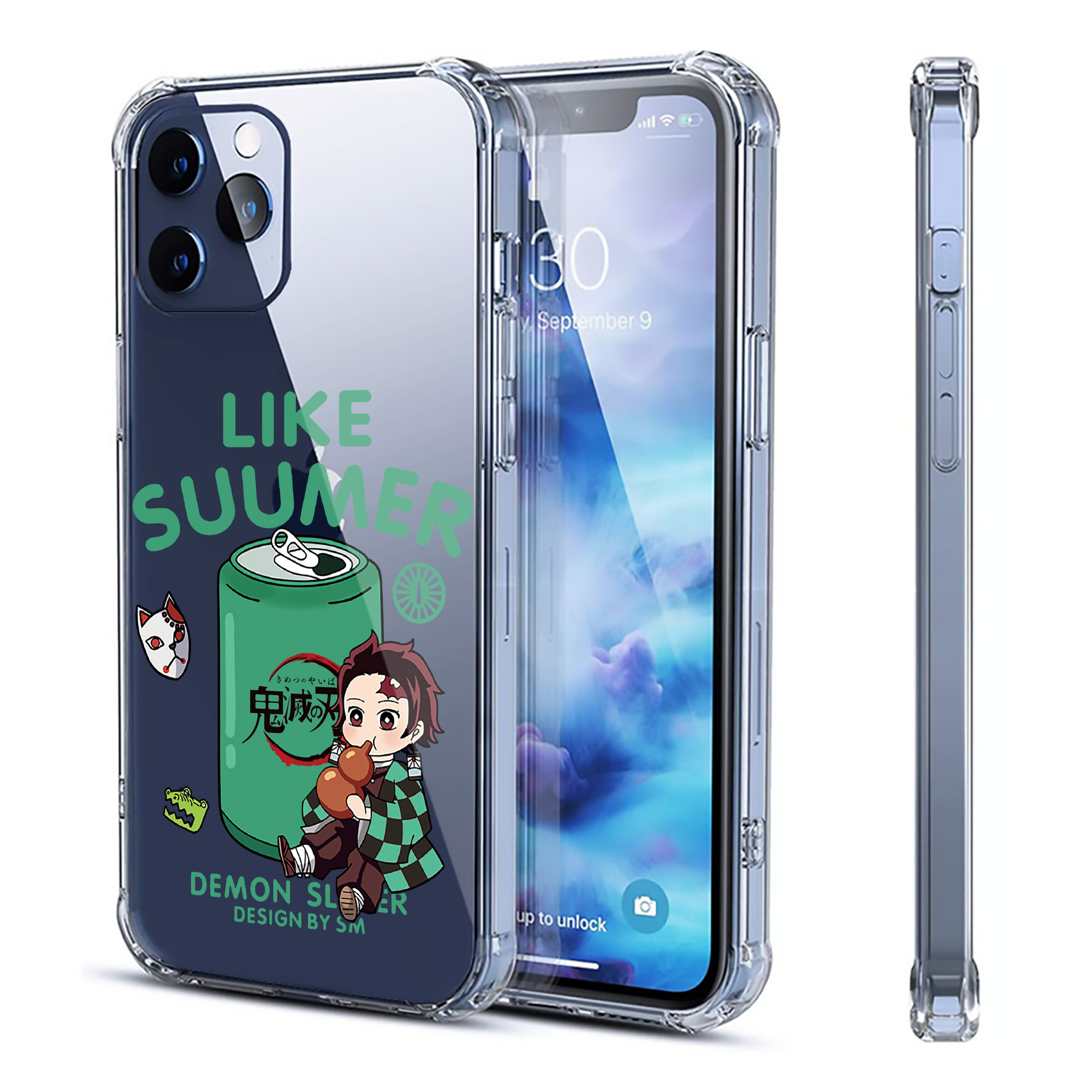 （画像用） 鬼滅の刃 竈門 炭治郎／かまど たんじろう Kamado Tanjirou 【iPhone 12シリーズ対応】透明スマホケース（クリアソフトケース）